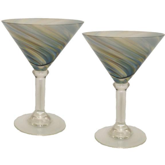 Green Swirl Martini Glasses - Set of 2-Martini Glass-East of Eden-Top Notch Gift Shop
