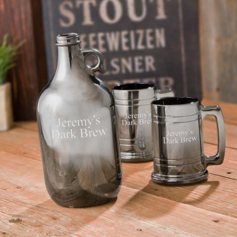 Gunmetal Personalized Beer Growler Set-Growler-JDS Marketing-Top Notch Gift Shop