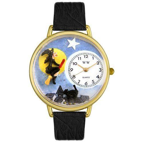 Halloween Flying Witch Watch in Gold (Large)-Watch-Whimsical Gifts-Top Notch Gift Shop