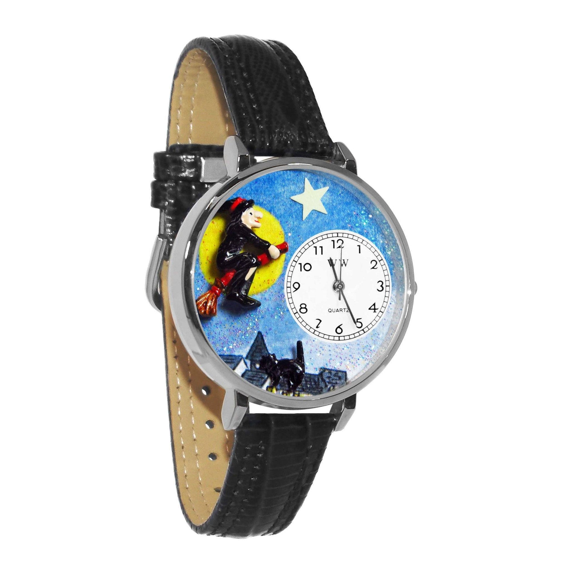 Halloween Flying Witch Watch in Silver (Large)-Watch-Whimsical Gifts-Top Notch Gift Shop