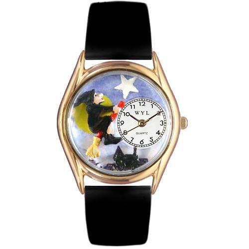 Halloween Flying Witch Watch Small Gold Style-Watch-Whimsical Gifts-Top Notch Gift Shop