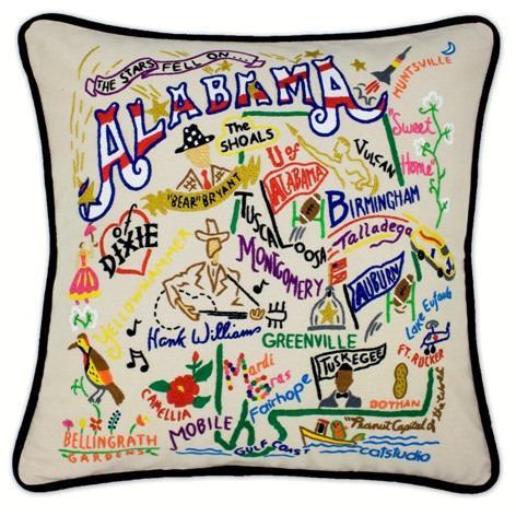 Alabama Hand Embroidered CatStudio State Pillow-Pillow-CatStudio-Top Notch Gift Shop