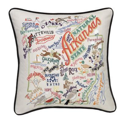 Arkansas Embroidered CatStudio State Pillow-Pillow-CatStudio-Top Notch Gift Shop