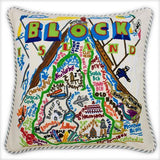 Block Island Hand Embroidered CatStudio Pillow-Pillow-CatStudio-Top Notch Gift Shop