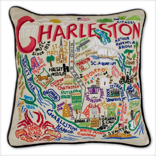 Charleston Embroidered CatStudio Pillow-Pillow-CatStudio-Top Notch Gift Shop