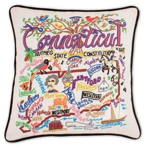 Connecticut Embroidered CatStudio State Pillow-Pillow-CatStudio-Top Notch Gift Shop