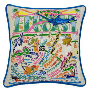 Emerald Coast Hand Embroidered CatStudio Pillow-Pillow-CatStudio-Top Notch Gift Shop