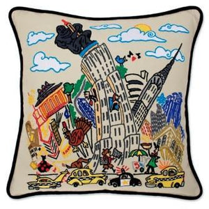 Empire State Building Hand Embroidered CatStudio Pillow-Pillow-CatStudio-Top Notch Gift Shop