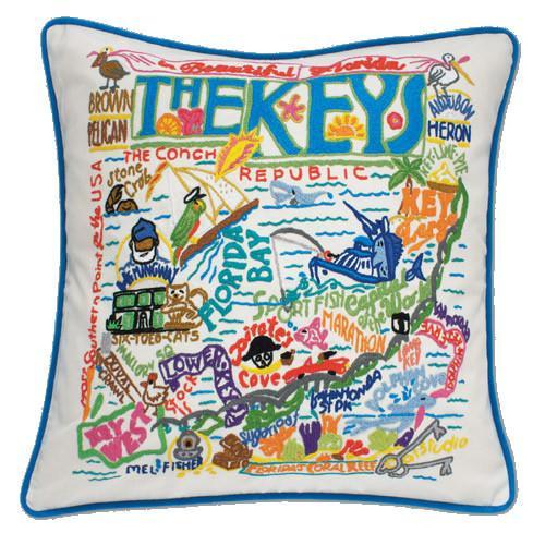 Florida Keys Hand Embroidered CatStudio Pillow-Pillow-CatStudio-Top Notch Gift Shop