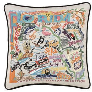 Florida Embroidered CatStudio State Pillow-Pillow-CatStudio-Top Notch Gift Shop