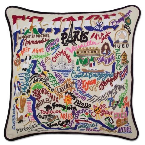 France Embroidered CatStudio Pillow-Pillow-CatStudio-Top Notch Gift Shop
