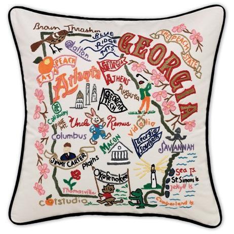 Georgia Embroidered CatStudio State Pillow-Pillow-CatStudio-Top Notch Gift Shop
