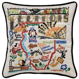 Illinois Embroidered CatStudio State Pillow-Pillow-CatStudio-Top Notch Gift Shop