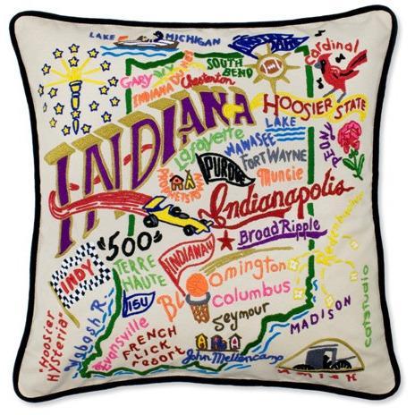 Indiana Embroidered CatStudio State Pillow-Pillow-CatStudio-Top Notch Gift Shop