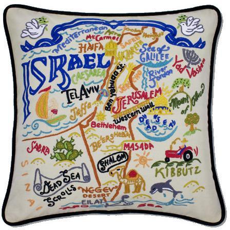 Israel Hand Embroidered CatStudio Pillow-Pillow-CatStudio-Top Notch Gift Shop