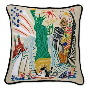 Lady Liberty Hand Embroidered CatStudio Pillow-Pillow-CatStudio-Top Notch Gift Shop