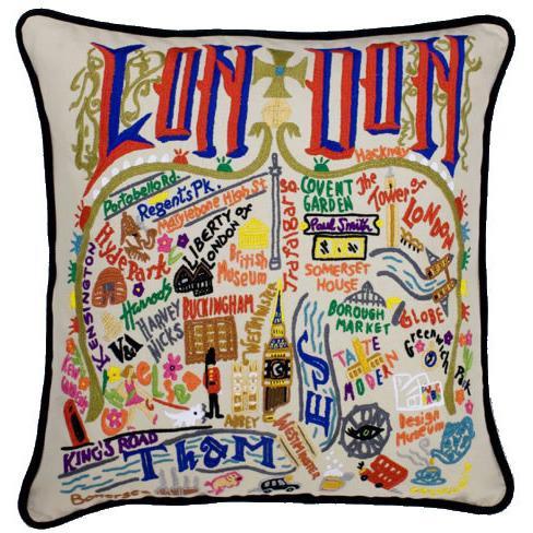 London Hand Embroidered CatStudio Pillow-Pillow-CatStudio-Top Notch Gift Shop