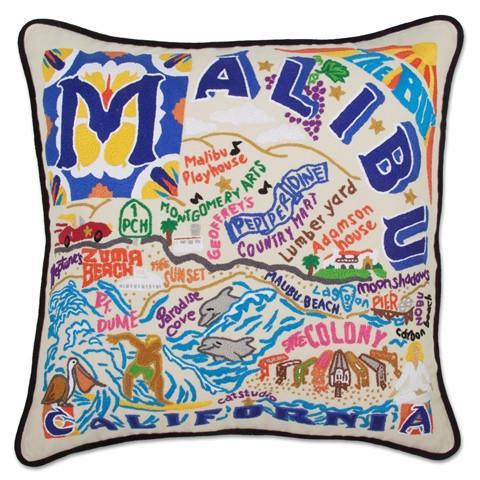 Malibu Embroidered CatStudio Pillow-Pillow-CatStudio-Top Notch Gift Shop