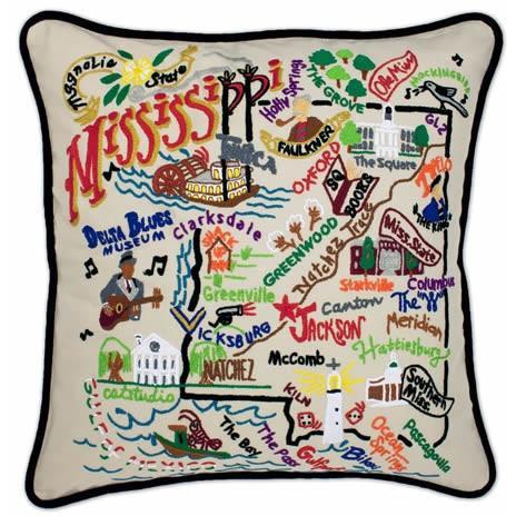 Mississippi Embroidered CatStudio State Pillow-Pillow-CatStudio-Top Notch Gift Shop