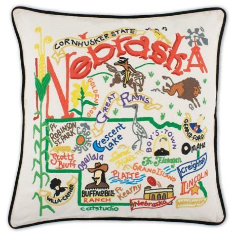 Nebraska Embroidered CatStudio State Pillow-Pillow-CatStudio-Top Notch Gift Shop