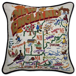 New England Hand Embroidered CatStudio Pillow-Pillow-CatStudio-Top Notch Gift Shop