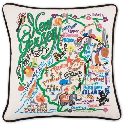New Jersey Embroidered CatStudio State Pillow-Pillow-CatStudio-Top Notch Gift Shop