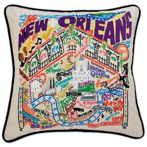 New Orleans Embroidered CatStudio Pillow-Pillow-CatStudio-Top Notch Gift Shop