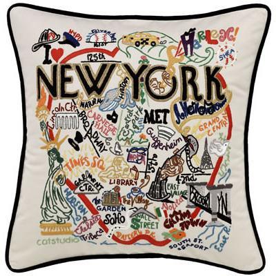 New York City Embroidered CatStudio Pillow-Pillow-CatStudio-Top Notch Gift Shop