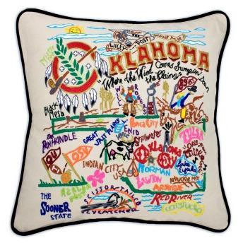 Oklahoma Embroidered CatStudio State Pillow-Pillow-CatStudio-Top Notch Gift Shop