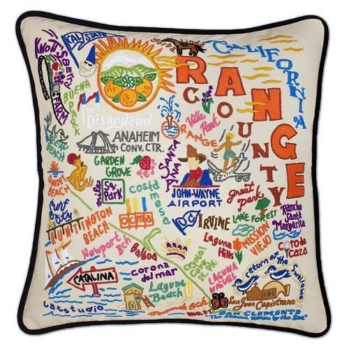 Orange County Hand Embroidered CatStudio Pillow-Pillow-CatStudio-Top Notch Gift Shop