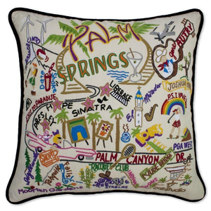 Palm Springs Embroidered CatStudio Pillow-Pillow-CatStudio-Top Notch Gift Shop