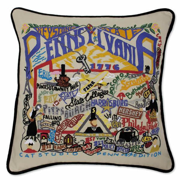 Pennsylvania Embroidered CatStudio State Pillow-Pillow-CatStudio-Top Notch Gift Shop