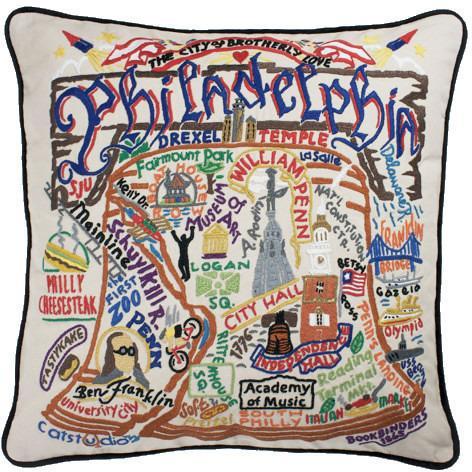 Philadelphia Embroidered CatStudio Pillow-Pillow-CatStudio-Top Notch Gift Shop