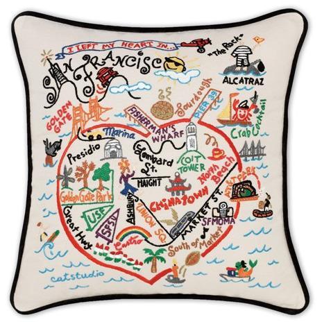 San Francisco Embroidered CatStudio Pillow-Pillow-CatStudio-Top Notch Gift Shop