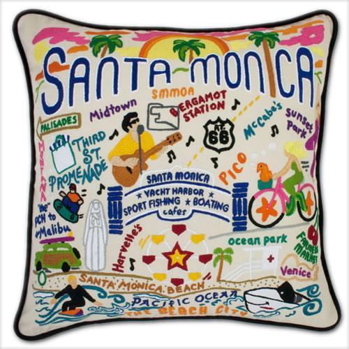 Santa Monica Embroidered CatStudio Pillow-Pillow-CatStudio-Top Notch Gift Shop