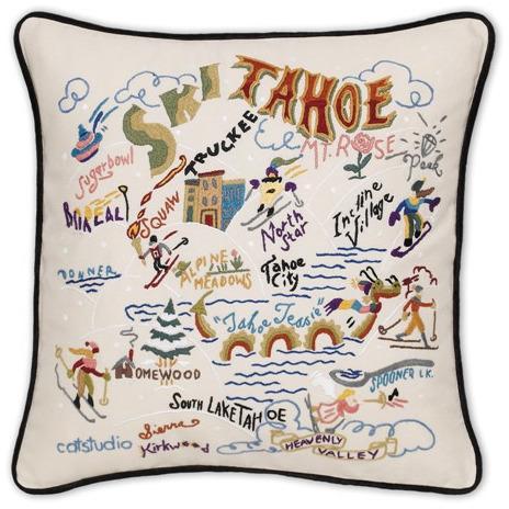 Ski Tahoe Embroidered CatStudio Pillow-Pillow-CatStudio-Top Notch Gift Shop