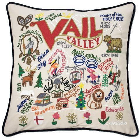 Ski Vail Embroidered CatStudio Pillow-Pillow-CatStudio-Top Notch Gift Shop