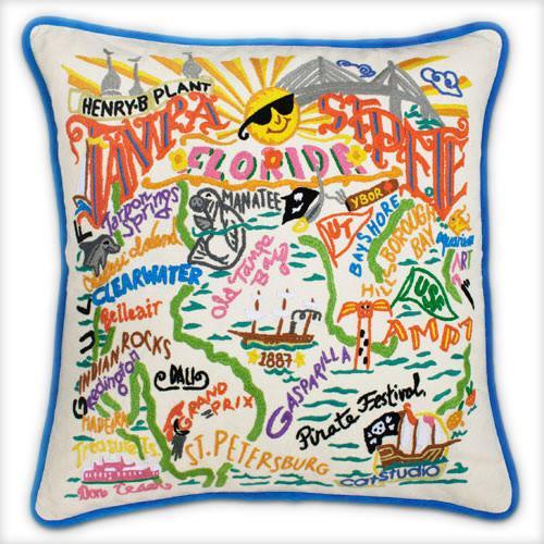 Tampa-St. Pete Embroidered CatStudio Pillow-Pillow-CatStudio-Top Notch Gift Shop