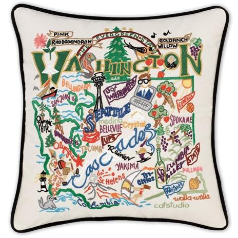 Washington Embroidered CatStudio State Pillow-Pillow-CatStudio-Top Notch Gift Shop