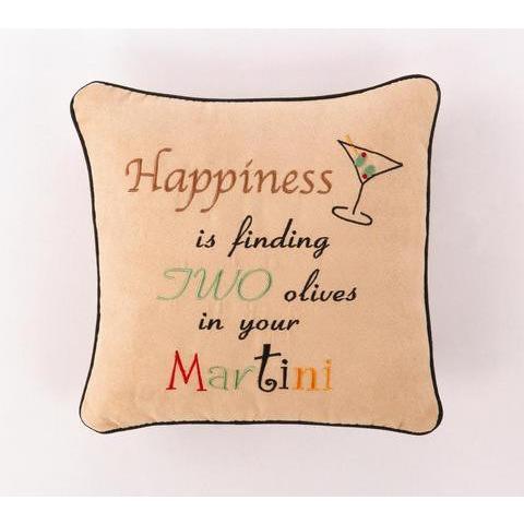 Happiness is...Olives Pillow-Pillow-Peking Handicraft-Top Notch Gift Shop