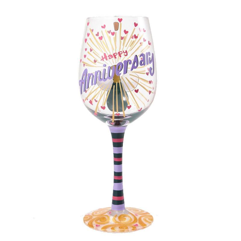 Happy Anniversary Wine Glass by Lolita®-Wine Glass-Designs by Lolita® (Enesco)-Top Notch Gift Shop