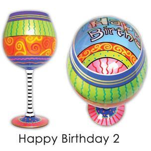 Happy Birthday Hand Painted Wine Glass-Wine Glass-Reverz-Art-Top Notch Gift Shop