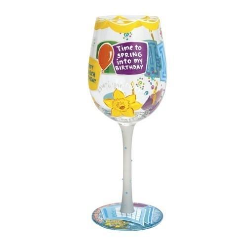 Happy March Wine Glass by Lolita®-Wine Glass-Designs by Lolita® (Enesco)-Top Notch Gift Shop