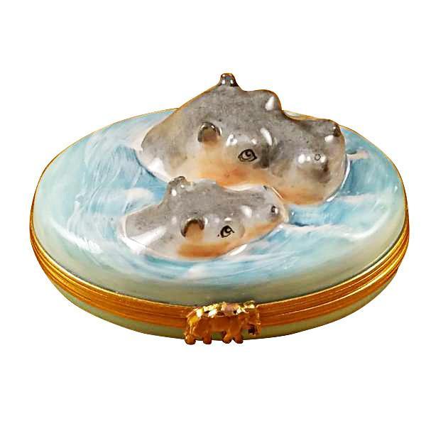 Hippo With Baby In Water Limoges Box by Rochard™-Limoges Box-Rochard-Top Notch Gift Shop