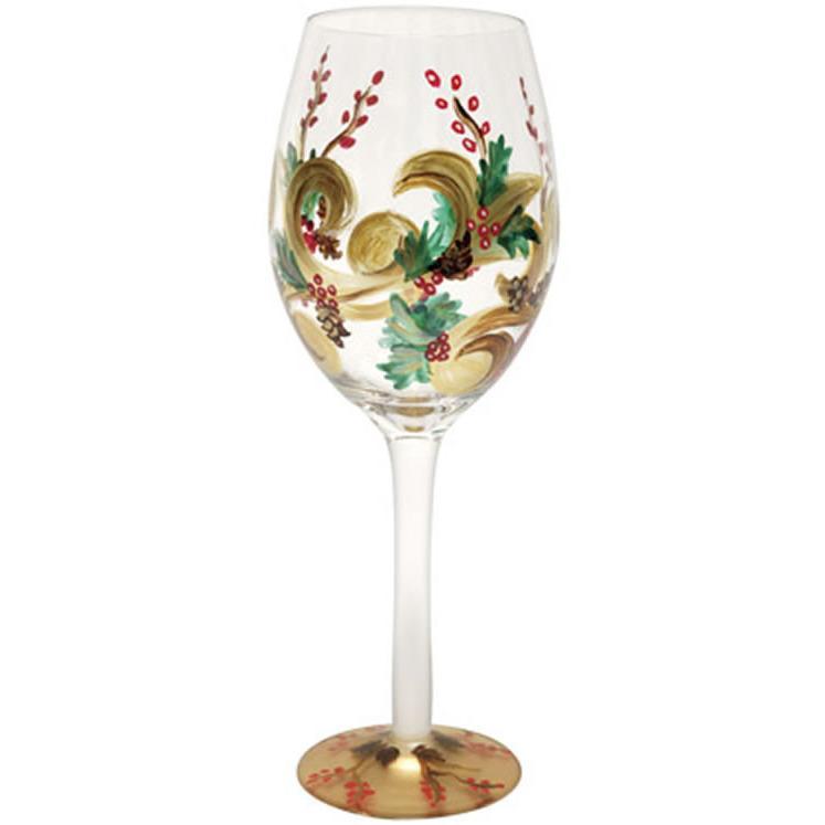 Holiday Berry White Wine Glass by Tre Sorelle-Wine Glass-Tre Sorelle-Top Notch Gift Shop