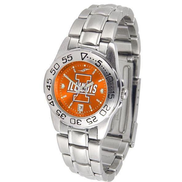 Illinois Fighting Illini Ladies AnoChrome Steel Band Sports Watch-Watch-Suntime-Top Notch Gift Shop