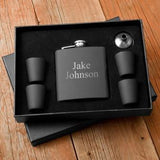 Matte Black Flask & Shot Glass Personalized Gift Box Set-Flask-JDS Marketing-Top Notch Gift Shop