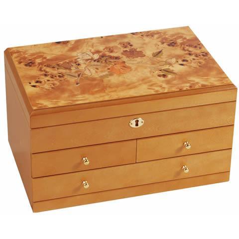 Jene - Florentine Maple Finish Jewelry Box-Jewelry Box-Mele & Co.-Top Notch Gift Shop