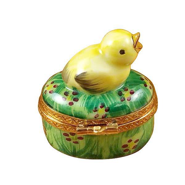 Small Chick On Green Base Limoges Box by Rochard™-Limoges Box-Rochard-Top Notch Gift Shop