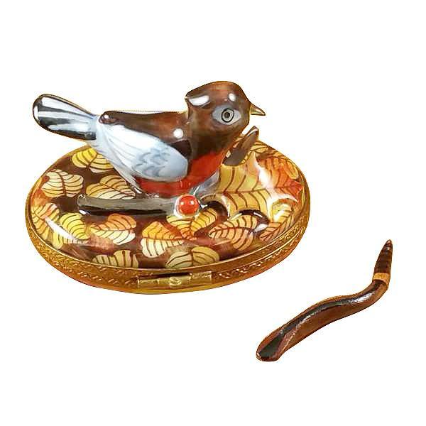 Robin With Removable Worm Limoges Box by Rochard™-Limoges Box-Rochard-Top Notch Gift Shop